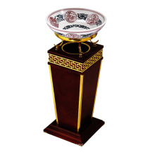 Wooden Lobby Dustbin with Ashtray (YW0061-1)